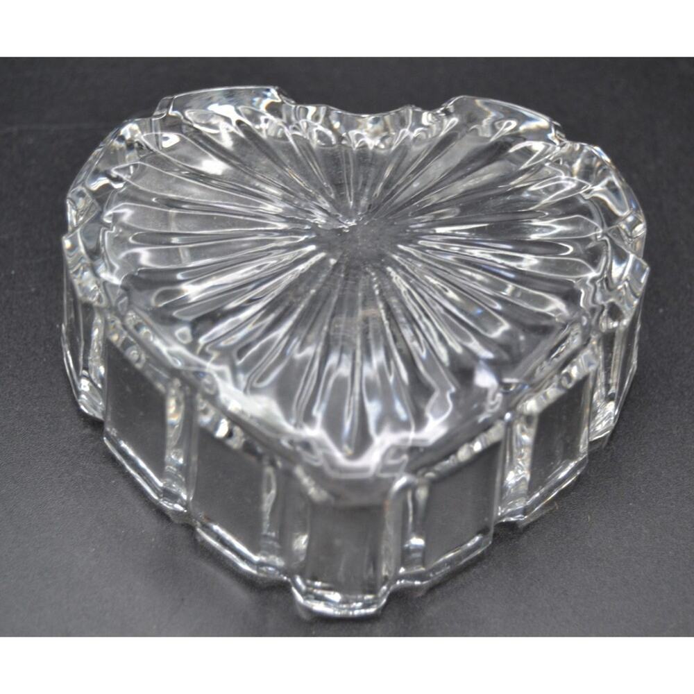 Lead Crystal Heart-Shaped Trinket Box The European Collection 4" Wide Vintage